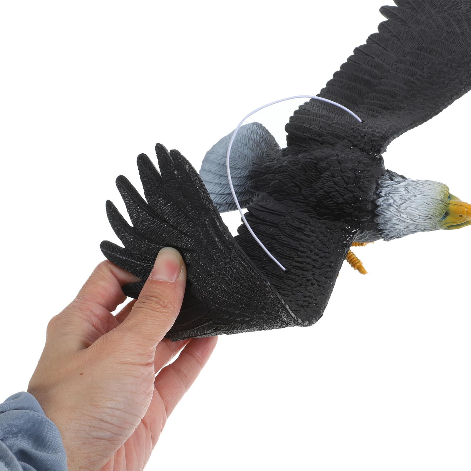 Aquila Spaventa Piccioni in Pvc Nero Dimensioni Reali a Forma di Aquila, Decorazione Chic e Stabile per Giardino Appeso all Esterno come Dissuasore per Uccelli