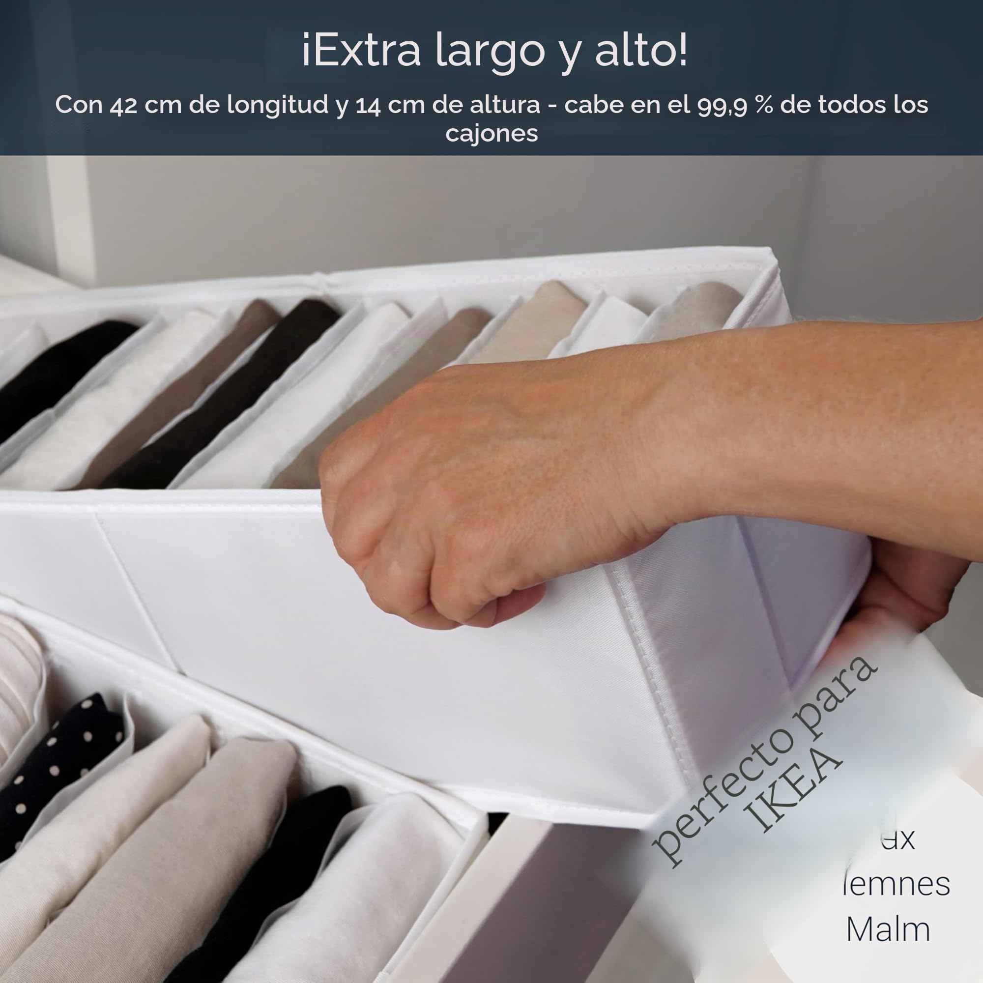 ROW&LINE® – Conjunto organizador – Compartimentos altos para artículos de bebé, ropa interior y prendas de vestir – Sistema divisor de cajones – armarios y cajones – Blanco – Tamaño: 2x XS | 2x S