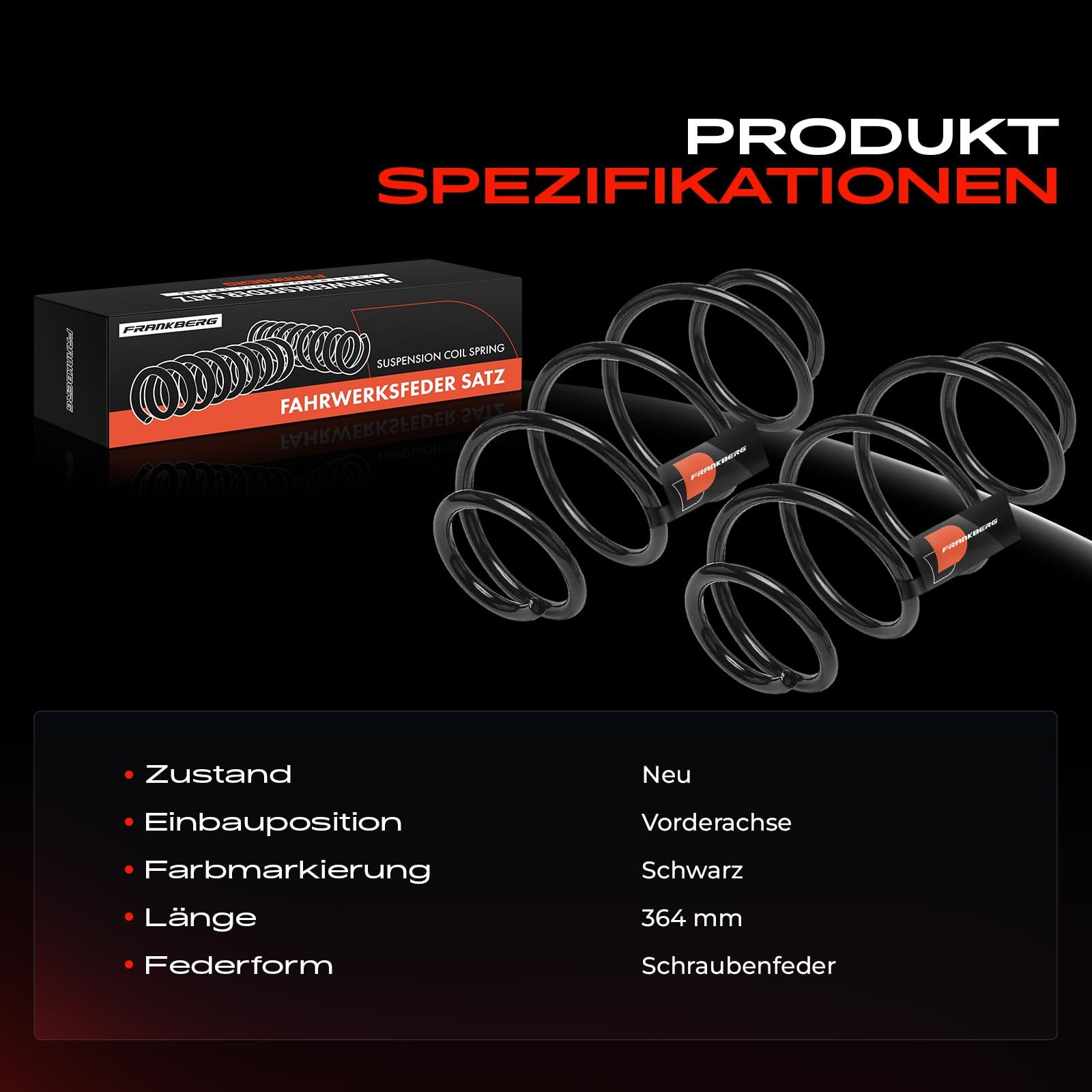 Frankberg 2 ressorts de suspension pour essieu avant 5002VX | Compatible avec: Partner Fourgon/MPV ,Berlingo Fourgon/MPV B9