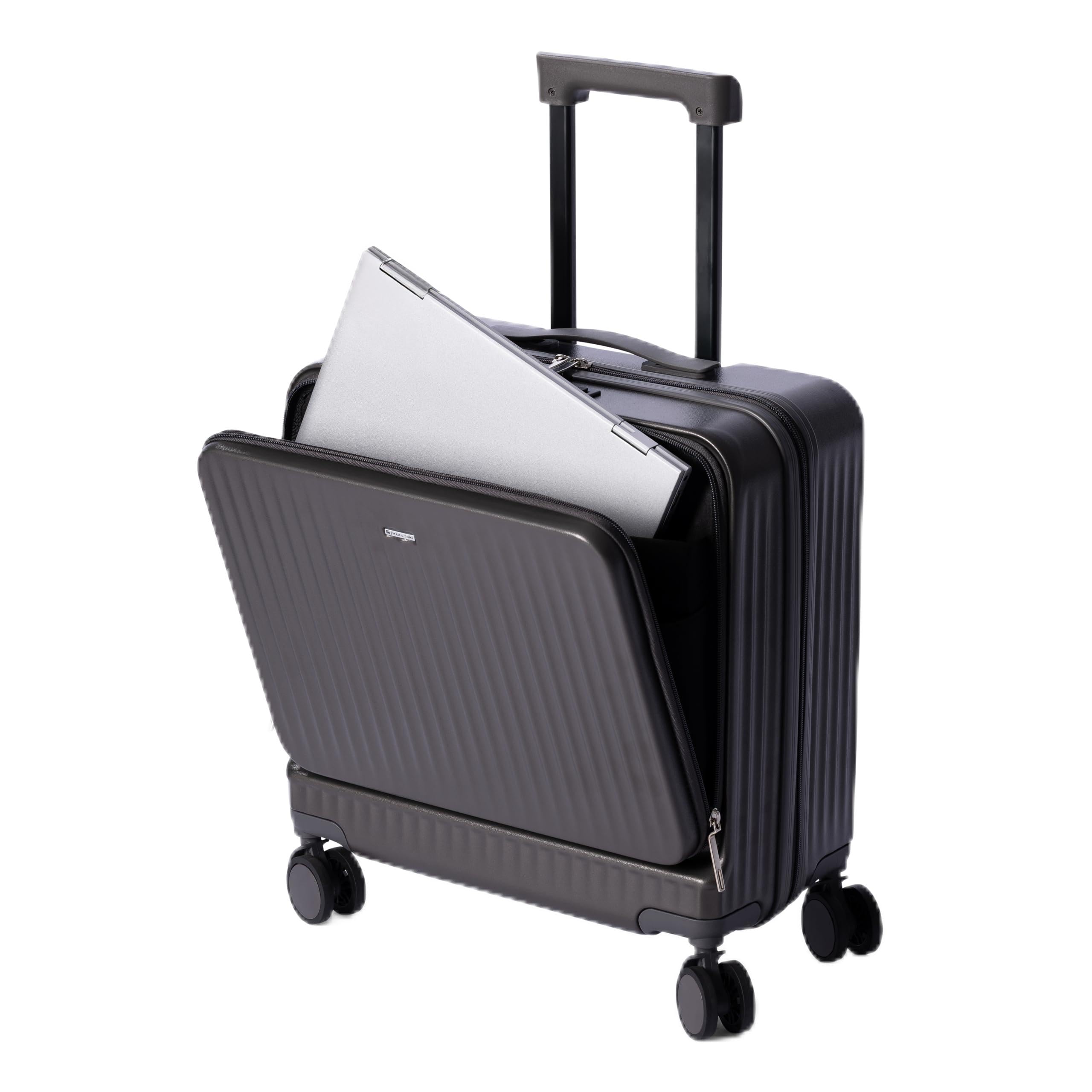 MAX & SONS Premium Business Trolley Kabinengepäck Leicht Rollen Koffer mit Laptopfach Handgepäck Reise Trolley für Geschäftsreisen