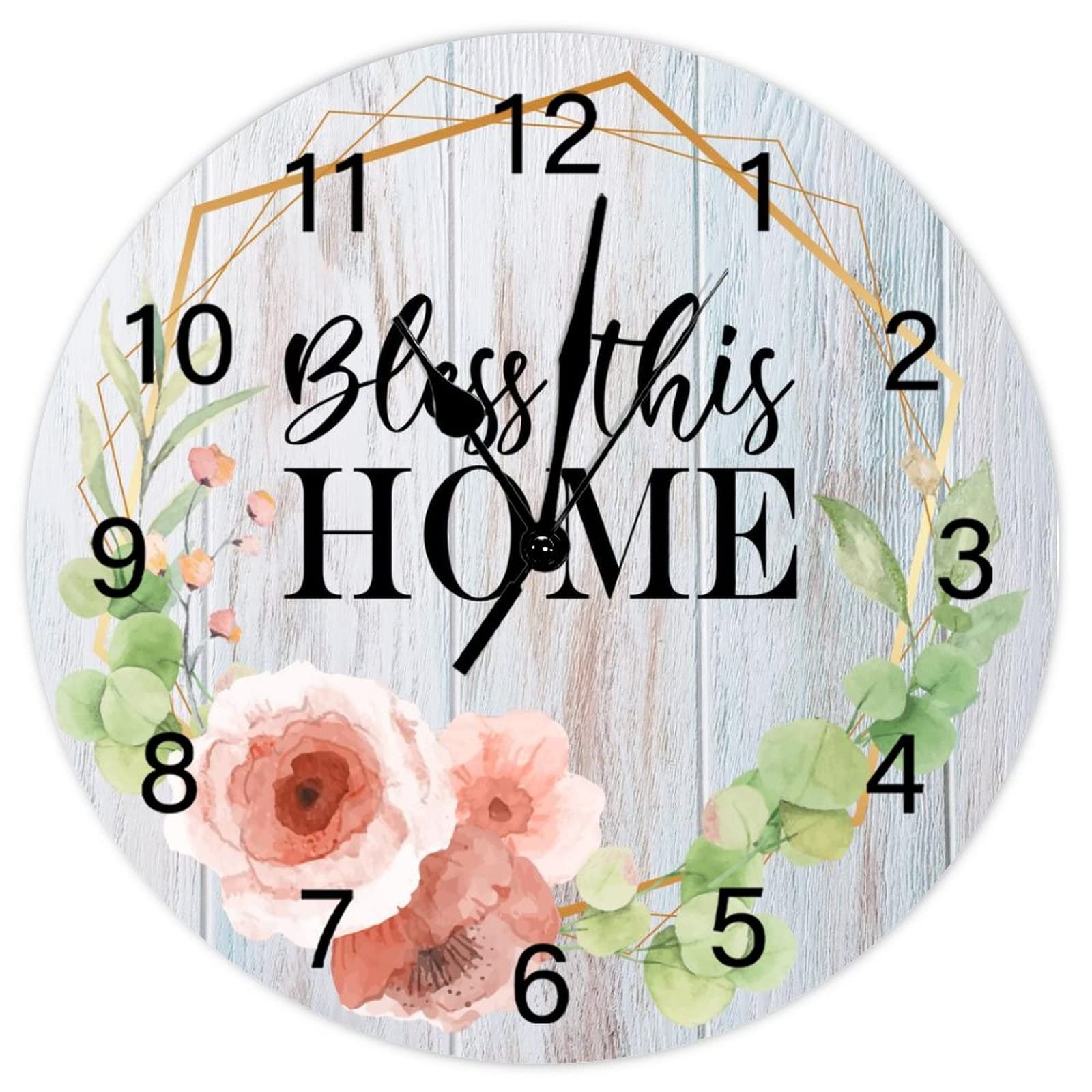 Horloge murale rustique de qualité supérieure avec motif floral