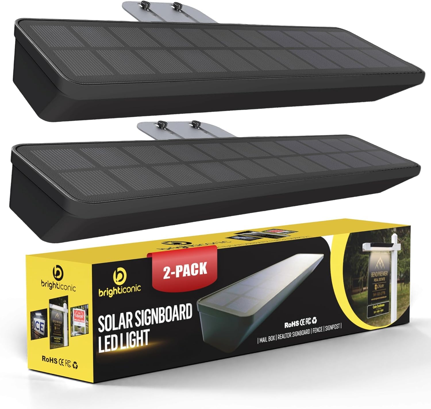 2pck Solar Address Sign Light – IP65 Waterproof LED Lighted House Numbers – Easy Install, Auto Dusk-Dawn ON/Off, Outdoor Solar Address Signs for Yard, Homes, Business - Cold White 6000K