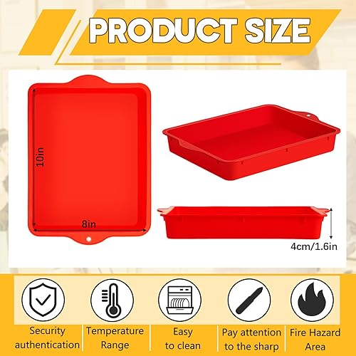 Miniatura 2 de Geetery Juego de 4 moldes cuadrados de silicona para tartas de brownies, molde antiadherente para hornear panecillos, arroz, pastel de lasaña