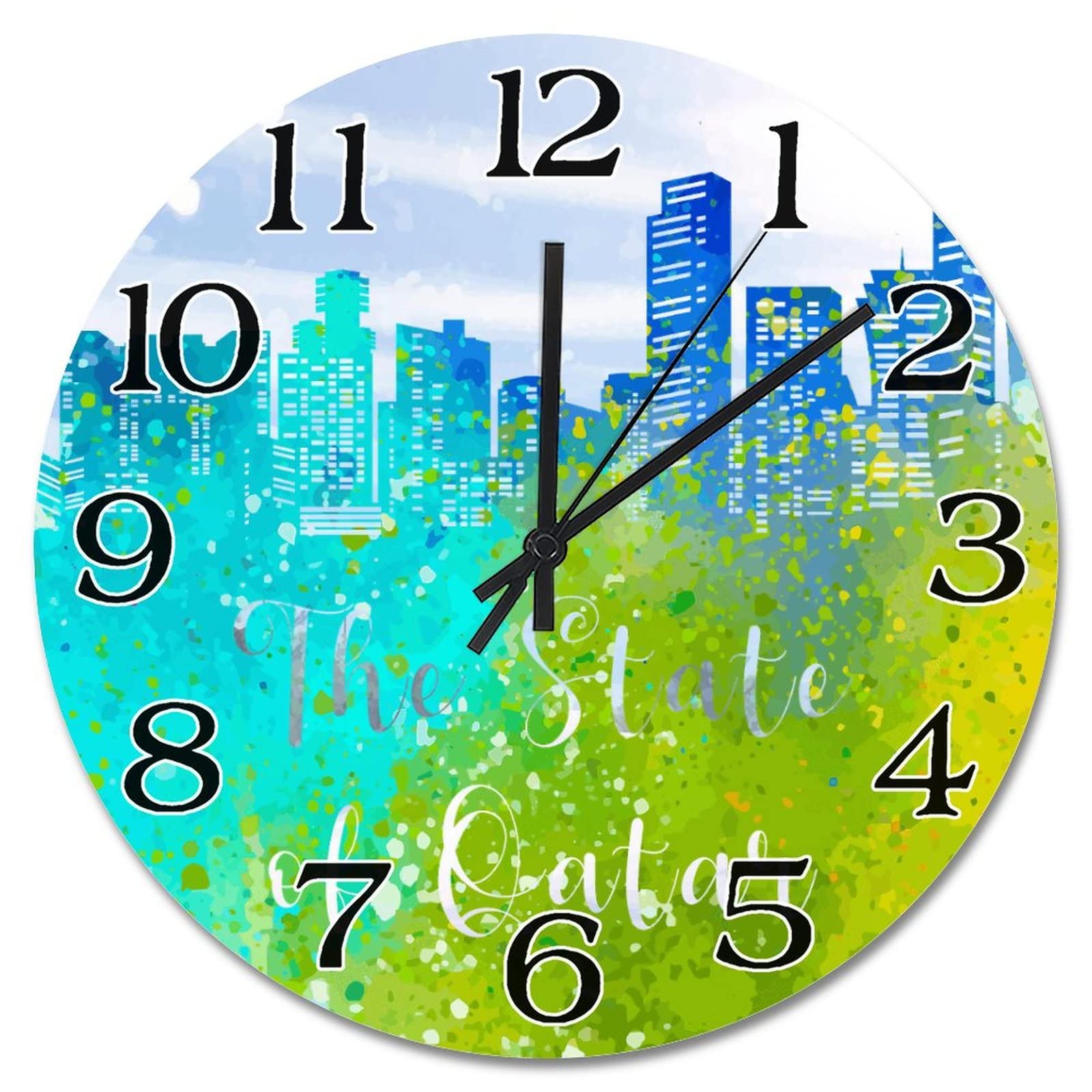 Horloge murale skyline arc-en-ciel géante de 38 cm pour salon