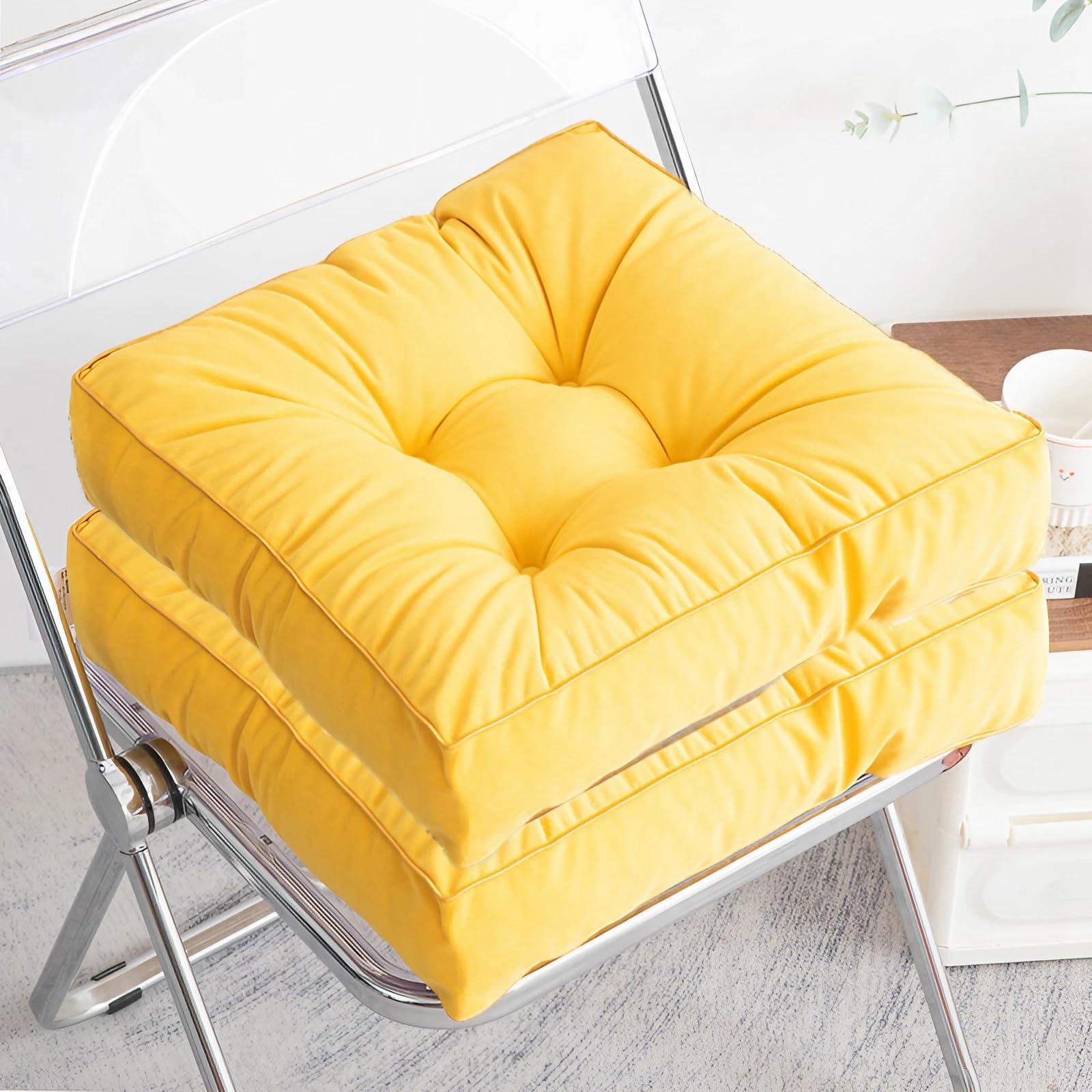 Coussins de siège carrés épais en tissu doux pour chaise de salle à manger et bureau
