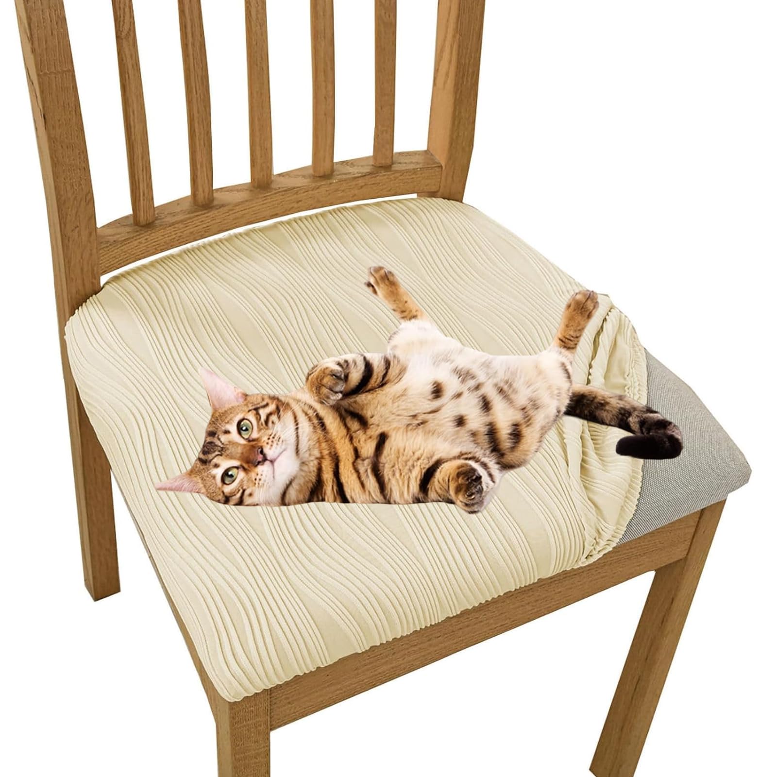 Housses de chaise extensibles et antidérapantes couleur beige lot 6