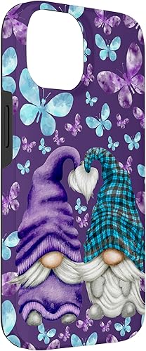 Miniatura 6 de Funda con diseño de mariposa para iPhone 15 Pro Max para mujer, diseño estético de gnomo morado
