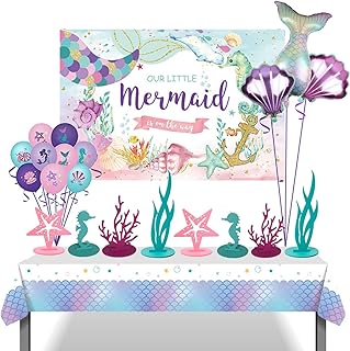 31Pcs Mermaid Themed Birthday Decorations Under the Sea Party Supplies for Ocean Theme Little Mermaid Birthday Party Baby Shower