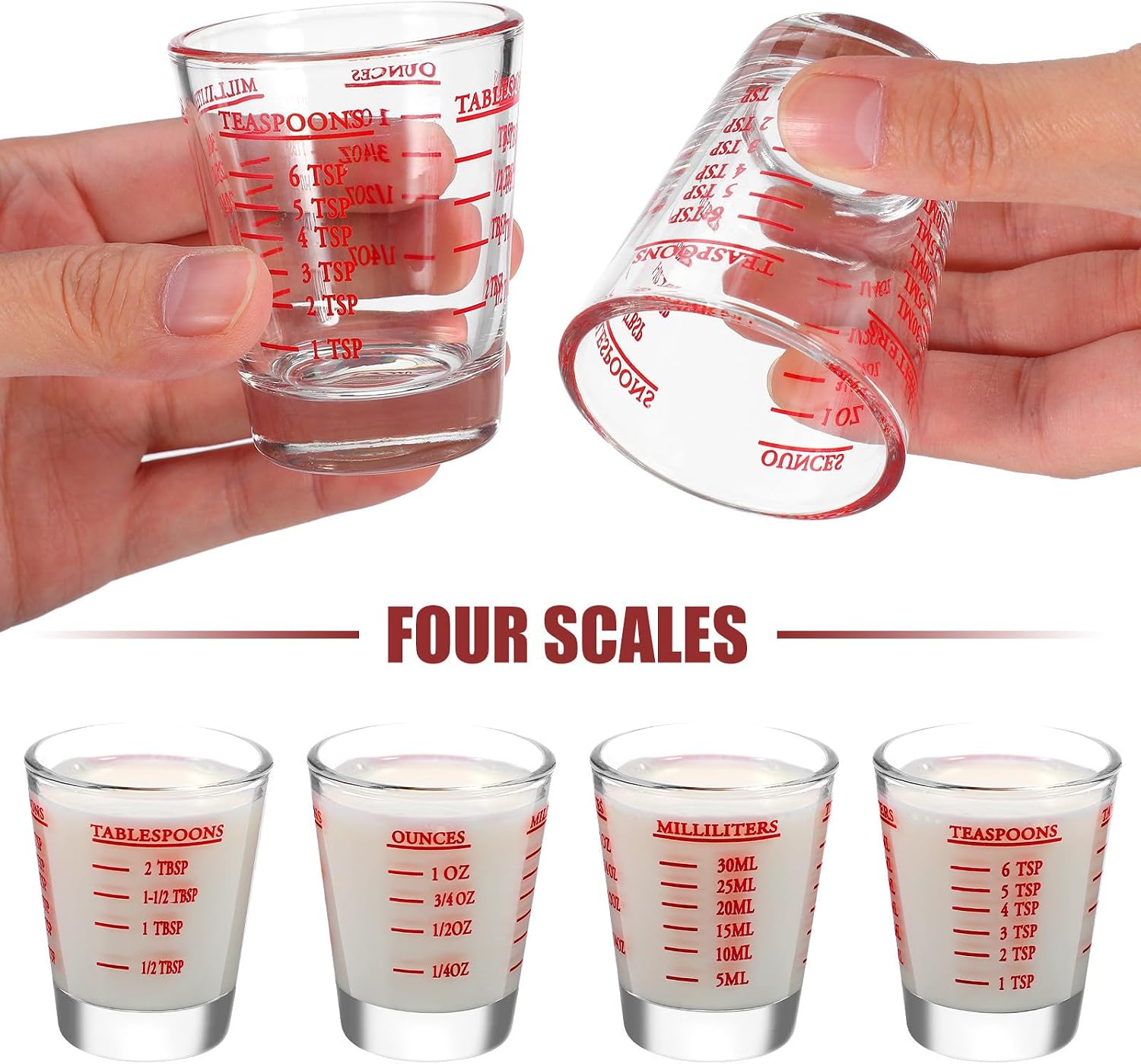 Healifty 8pcs Glass Measuring Cups Set 30ml with Markings Graduated Glass Measuring Cups for Baking and Cooking Versatile Use