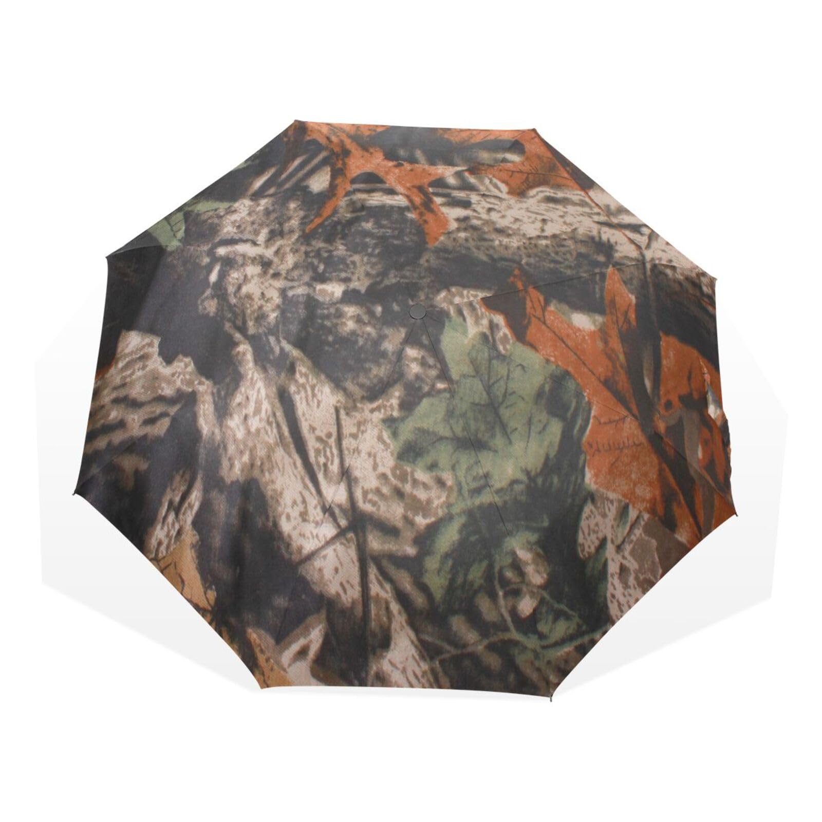 DEHOZOWindproof Rain Umbrella for Travel Car Outdoor, Forest Tree Camo Camouflage Unbreakable 8 Ribs Compact Umbrella, Lightweight Sun UV Protection Folding Umbrella for Men Women