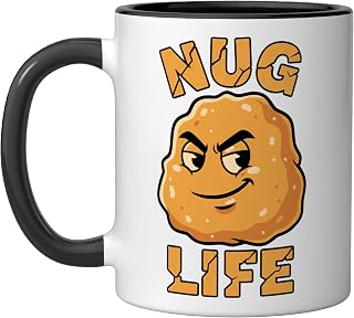 Chicken Nug Life, Nugget Attitude Ceramic Mug, Black/White