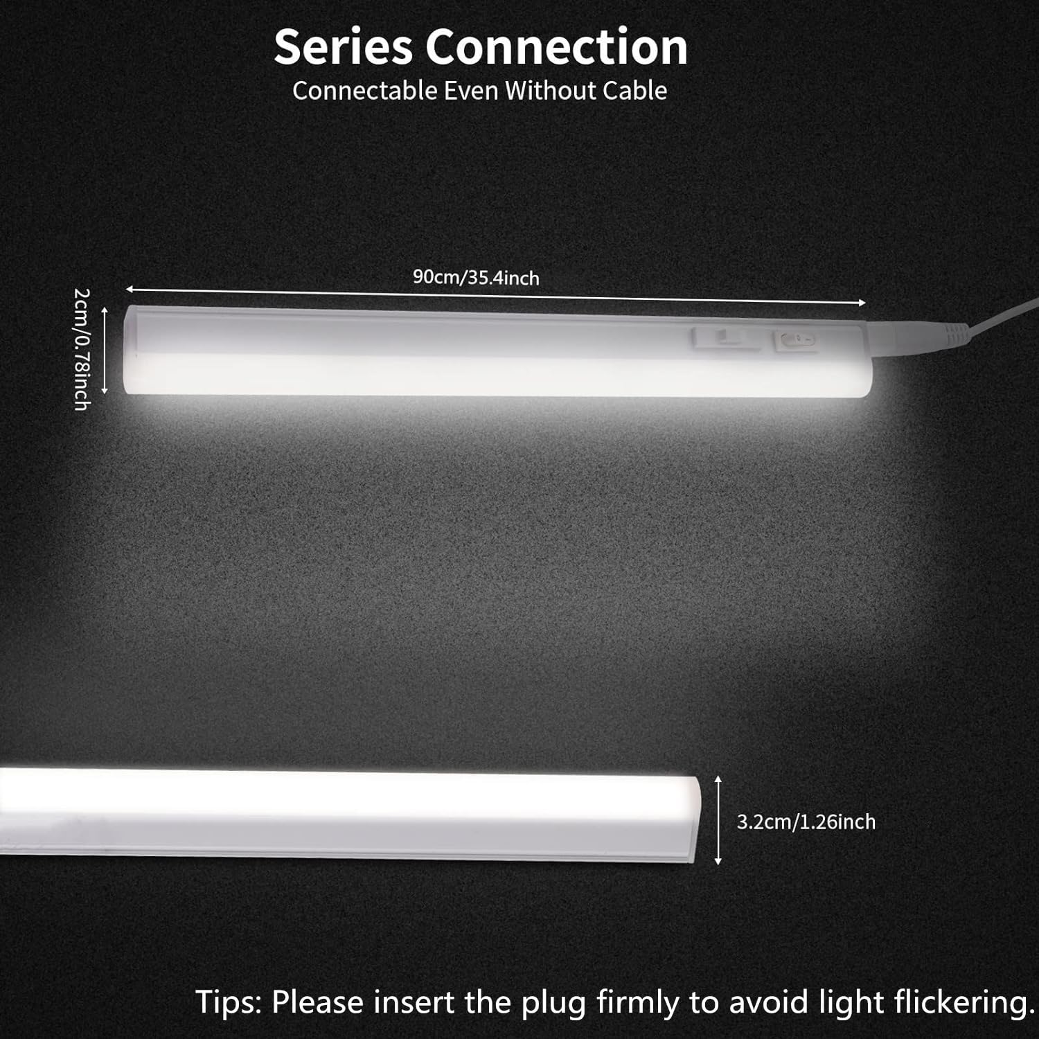 papasbox Luz Armario Cocina LED Enchufe EU, Luz Bajo Armario 13W 1300LM 6500K/4000K/3000K, Tira LED Conectable para Mueble Cocina, Lámpara Empotrable Techo/Pared con Interruptor, IP20 CE&RoHS