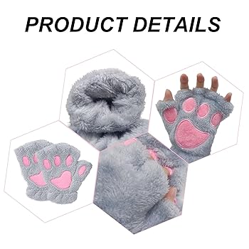 Guanti Zampa Di Gatto Per Bambine - Morbidi E Senza Dita - Invernali Bianchi - Foto 2