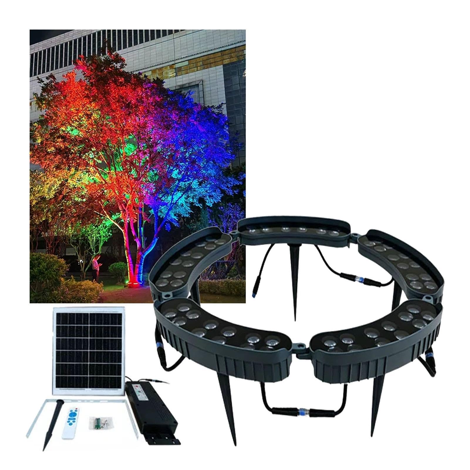 Anello Luminoso Per Albero A LED RGB Solare, Luce Esterna Con Telecomando