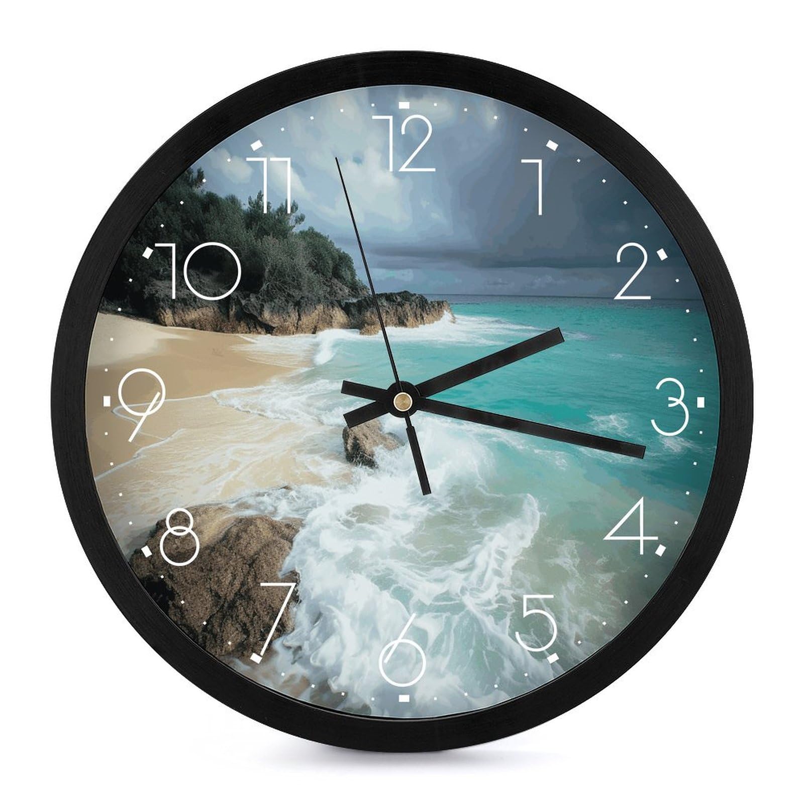 Horloge murale numérique pour décoration de salon lumineuse et design Serene Coastal