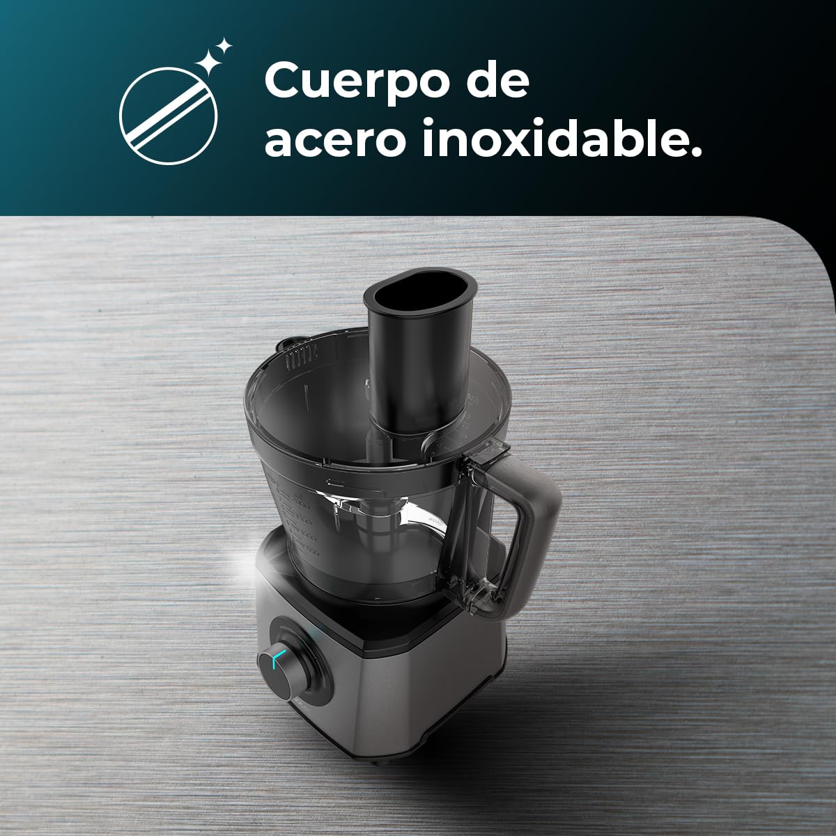 Cecotec Procesador de alimentos Paprika 1300 Full, 2000W de Potencia, Acero Inoxidable, 2 Velocidades, 3 Discos de corte, Incluye Bowl 3,5 L, Jarra 1,8 y Exprimidor