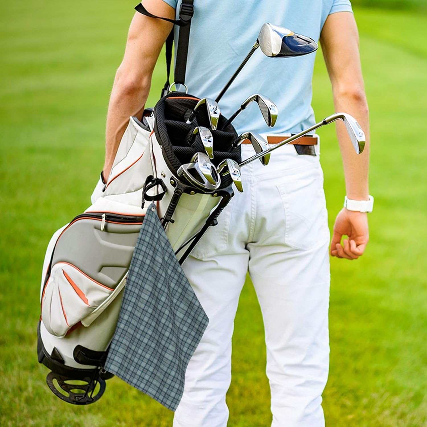 Princess Diana Memorial Tartan Microfiber Golf Towel with Carabiner Clip, 16x24 Inch Absorbent Waffle Weave Towel for Golf Bags