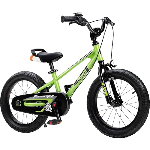 Royalbaby EZ Kids Bike, 16 Inch Balance Pedal Convertable Bicycle, Easy Learn Balancing to Biking Boys Girls Ages 4-7 Years Beginners, 16" Wheel Green