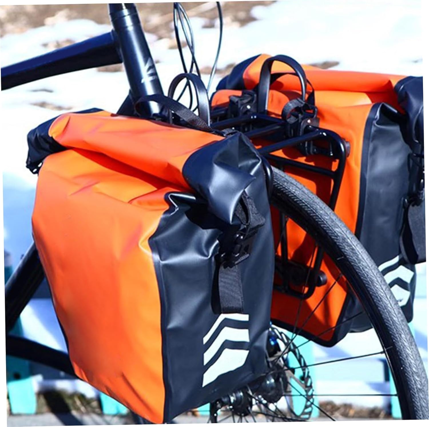 Front Bike Rack, Heavy Duty Aluminium Alloy Multipurpose Trapezoidal Design Bike Cargo Rack with Adjustable Connecting Rod for Cargo Luggage