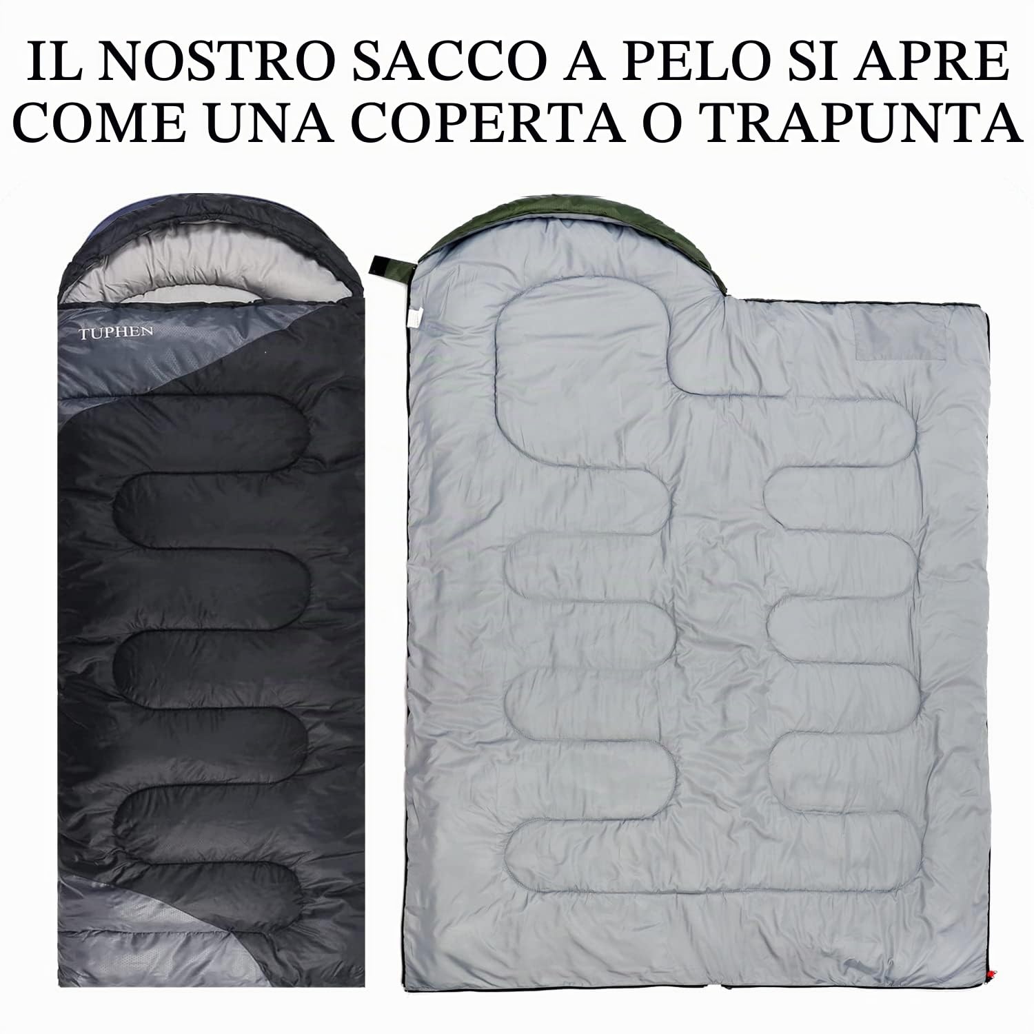 tuphen Sacchi A Pelo Zaino in Spalla Escursionismo Campeggio Fodera in Microfibra, 4 Stagioni, Uso Interno Ed Esterno, Leggeri E Impermeabili