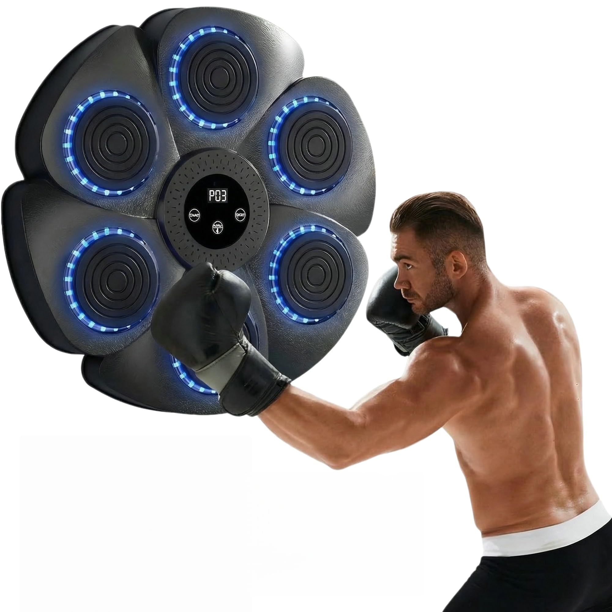 HFAN Smart Music Boxing Machine Wall Mounted，Bluetooth Boxing Equipment Punching Pads With LED Light & Speaker for Adults & Kids Home Boxing Training Exercises