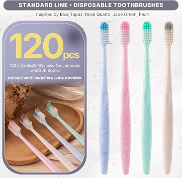 Bulk Disposable Toothbrushes, Individually Wrapped,120 Count