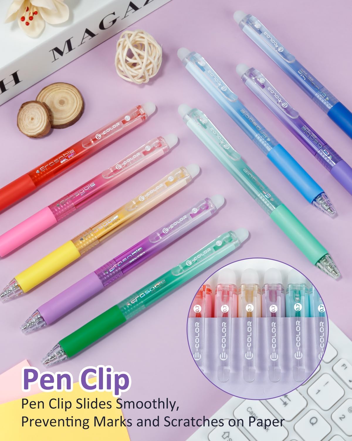 Solati 12 Colors Erasable Gel Pens, Fine Point 0.7mm Colored Erasable Pens, Make Mistakes Disappear, Assorted Color Inks for Drawing, Writing, Planning, and Crossword Puzzles (12 Colors) - Image 6