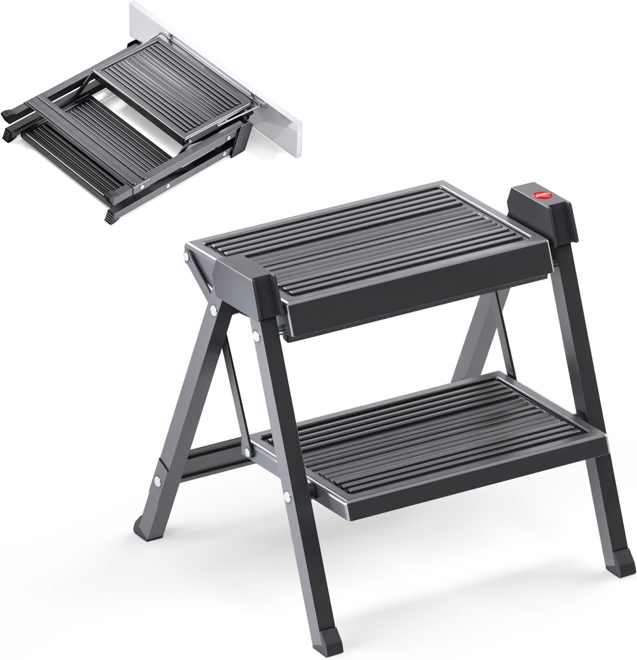 HAILO Toe-Kick Step Stool - Folding Step Ladder (14 inches), Pull-Out 2 ...