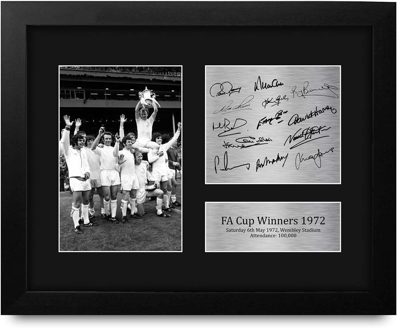 HWC Trading Leeds United 1972 FA Cup Winners Framed Printed Memorabilia Signed Autograph Photograph Display for Soccer Fans and Supporters - US Letter Size