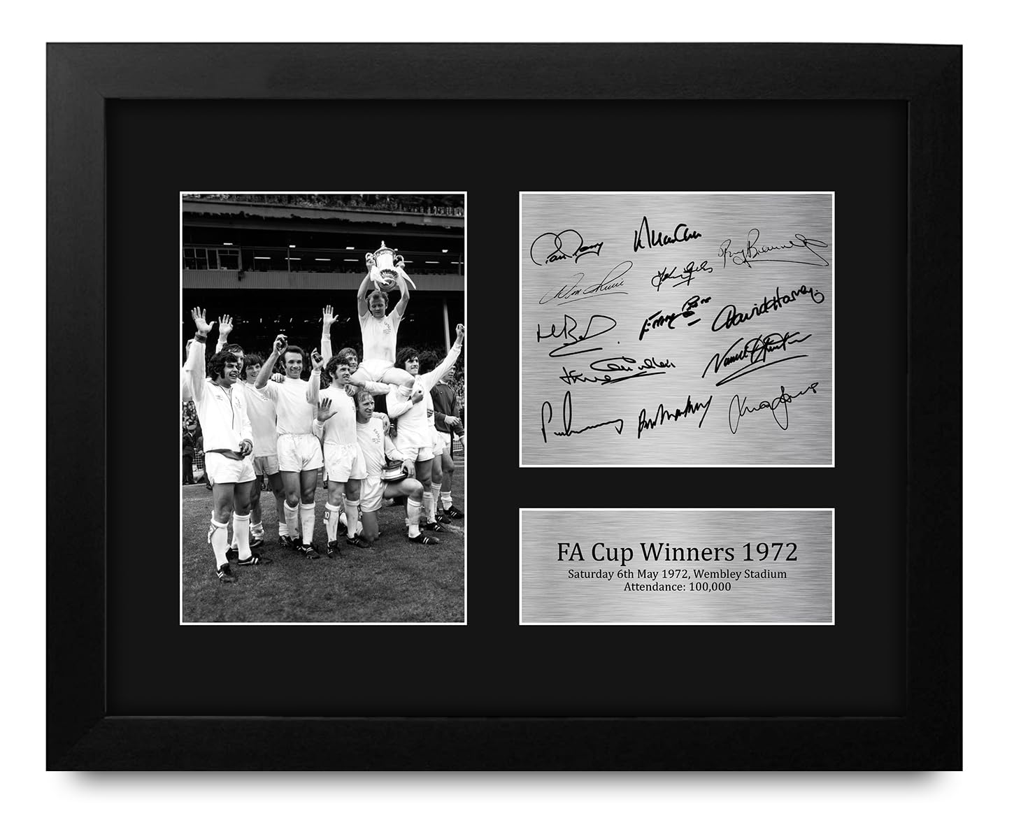 HWC Trading Leeds United 1972 FA Cup Winners Framed Printed Memorabilia Signed Autograph Photograph Display for Soccer Fans and Supporters - US Letter Size