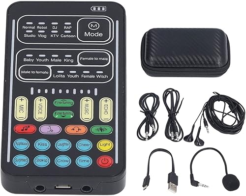 Miniatura 9 de I9 - Juego de cambiadores de voz, mini disfraz de voz de transmisión en vivo, cambiador de voz de tablero de sonido portátil, 8 sonidos