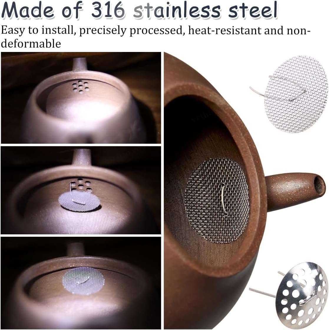 MOYEE 6Pcs 316 Stainless Steel Tea Infuser Reusable Mesh Filter for Teapot Kettle Spout Strainer Insert for Loose Tea Leaves Ensures Clog-Free Brewing Experience