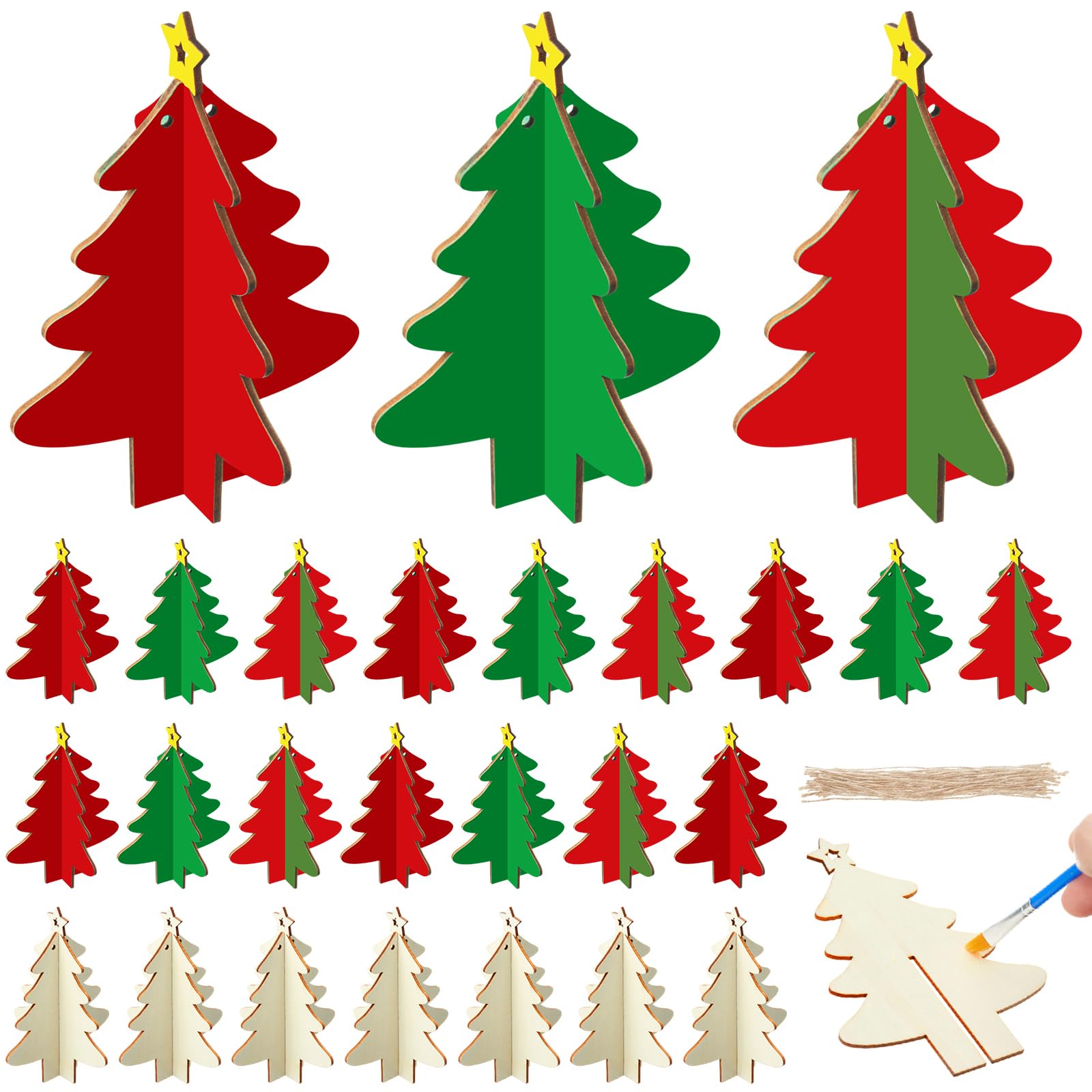 Sapins de Noël 3D en bois Chunful kit travaux manuels et ornements