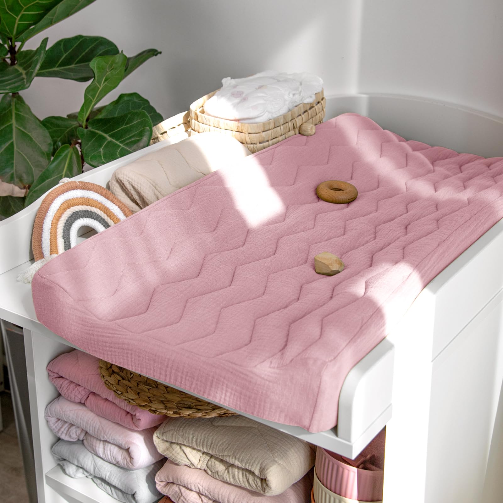 lulumoon Copertura per fasciatoio in mussola, trapuntata, in cotone, morbida, per bambini e bambine