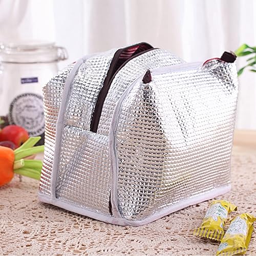 Miniatura 6 de Bolsa de almuerzo reutilizable portátil de 2 piezas bolsa de almuerzo aislada bolsa de picnic térmica para el trabajo la escuela picnic rojo  verde