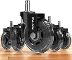 NATRKE Office Chair Wheels Replacement, 2 Inch Dual Rubber Casters, 11x22mm Universal Fit for Hardwood Floors & Carpet, Heavy Duty Smooth Quiet Set of 5, Supports 661 lbs, Grey