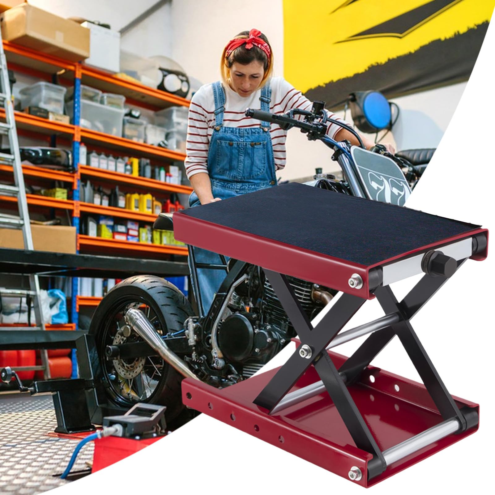 Podnośnik Motocyklowy Podnośnikowy Z Szeroką Platformą Dla Motocykli | Akcesoria Podnośnikowe Kompaktowy Stół Do Użytku W Warsztacie I Garażu Do Konserwacji Skuterów I