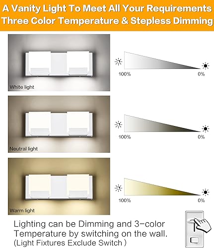 Miniatura 2 de SOLFART 3 colores de temperatura regulable 2 luces LED lámpara de baño vanidad accesorios 3000K 4500K 6000K 3C