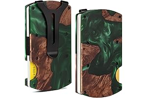 Wood Resin Wallet, Unique Pattern, Sliding Eject, WALLET Minimalist Slim RFID Blocking...