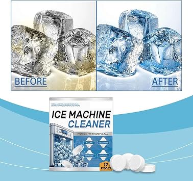 Ice Machine Cleaner Maker Descaler - 12 Ice Clean Tablets Compatible with Frigidge, Opal, Nickel Safe Scale Remover for Countertop, Nugget Ice Makers, for Great-Tasting Ic (1 Pack)