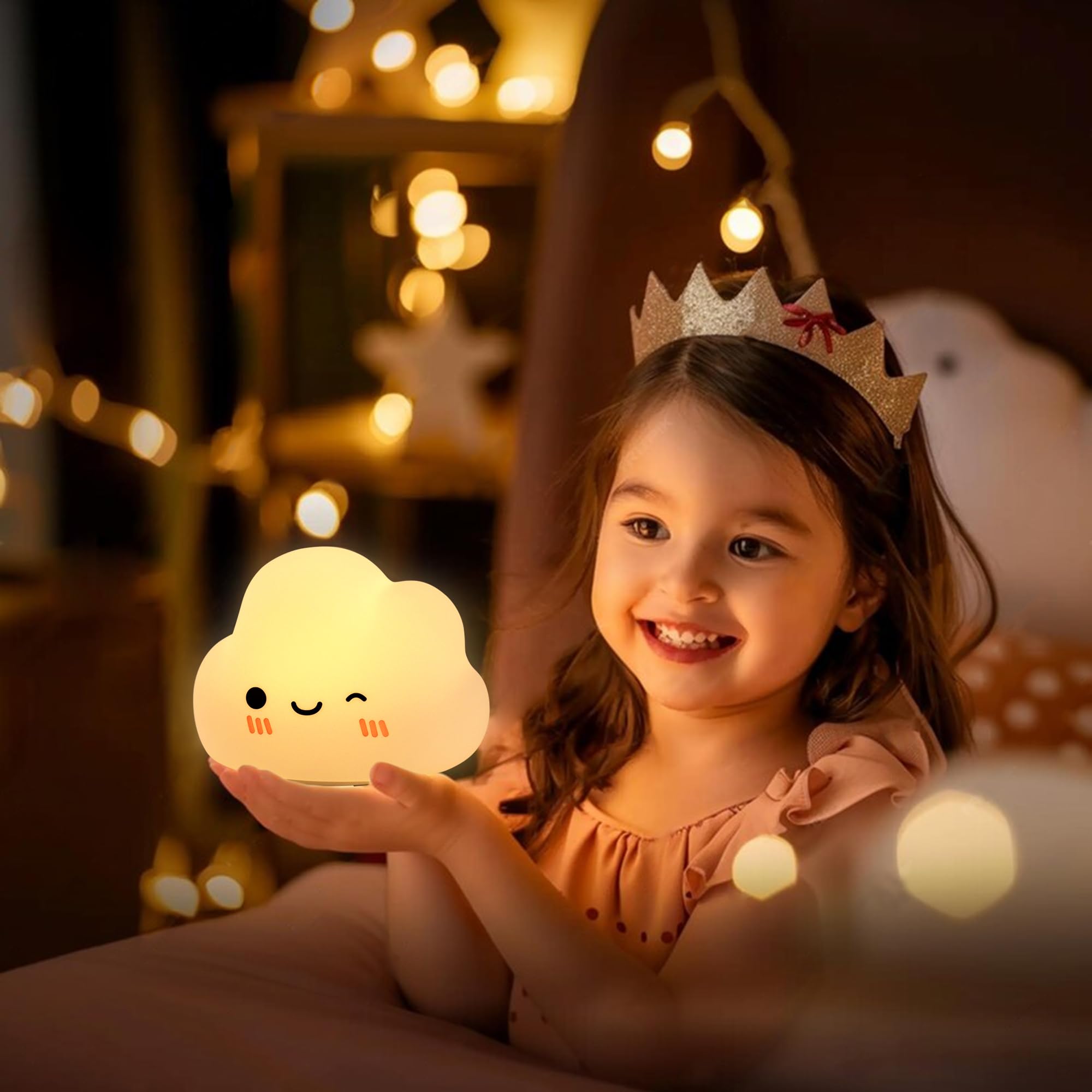Luce Notturna Bambini A Forma Di Nuvola - Lampada LED Multicolore Ricaricabile USB Per Cameretta - Foto 8