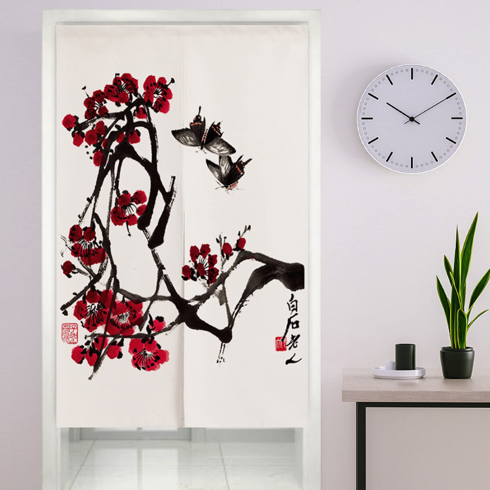 Amazon｜のれん 可愛い 山水 玄関カーテン レース 間仕切りカーテン 和柄 水墨画 和風 洋風 洋室 ロング 仕切り 75*120cm 目隠し  冷気遮断 玄関 出入り口 カラー10 断熱 壁飾り 部屋仕切り 突っ張り式 ハトメ仕様 簡単取り付け｜のれん オンライン通販 のれん 日本画風 山水 玄関カーテン レース 間仕切りカーテン 和柄 日本画風 和風 洋風 洋室 ロング 仕切り 目隠し 冷気遮断