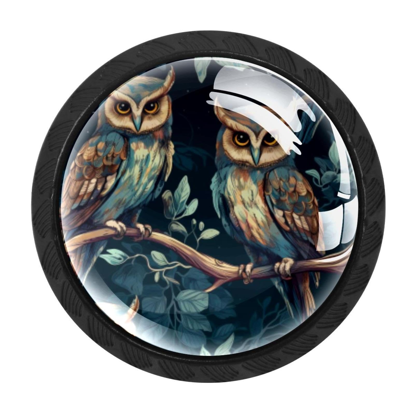 CHENZZZZ 4 Pieces Round Cabinet Knobs Rustic Dresser Knobs, Drawer Cupboard Wardrobe Cabinet Pulls Handles Hardware for Home Kitchen Furniture, Owl