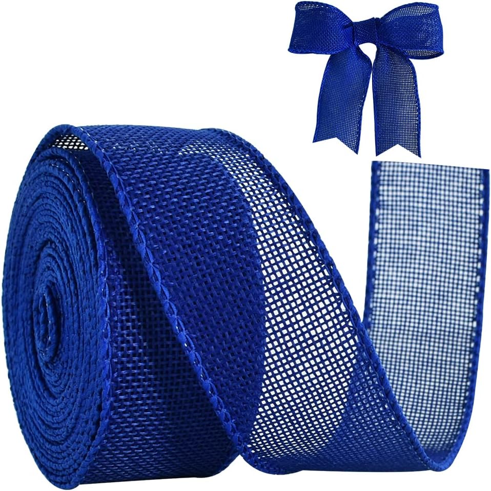 TONIFUL Burlap Wired Ribbon, 11/2 Inch Faux Burlap Ribbons