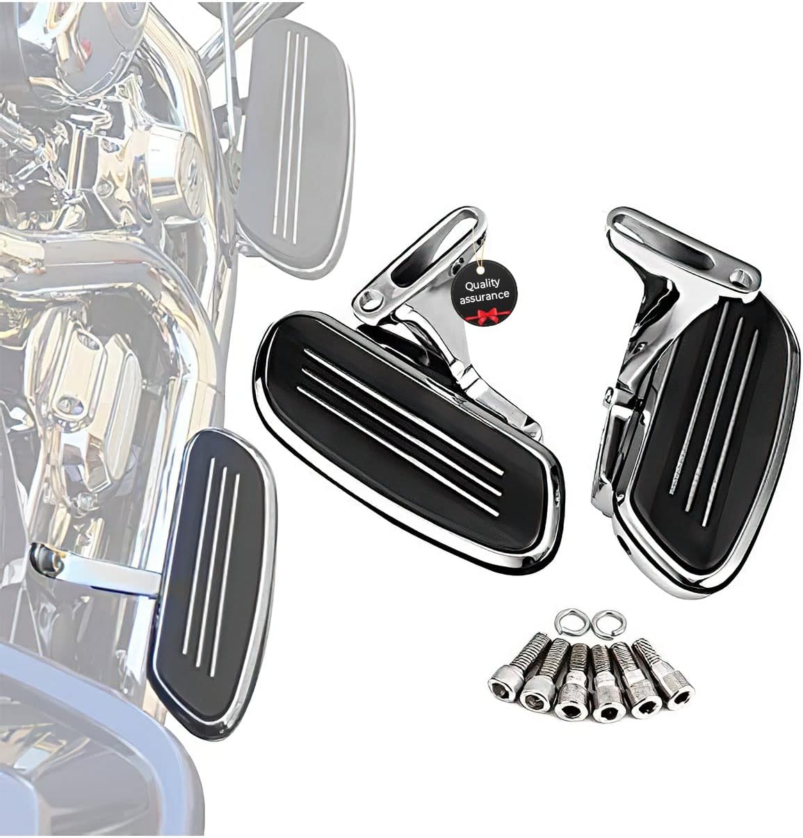 ISSYAUTO Motorcycle Floorboards Passenger Floorboards, Foot Pegs Mount Bracket Kits