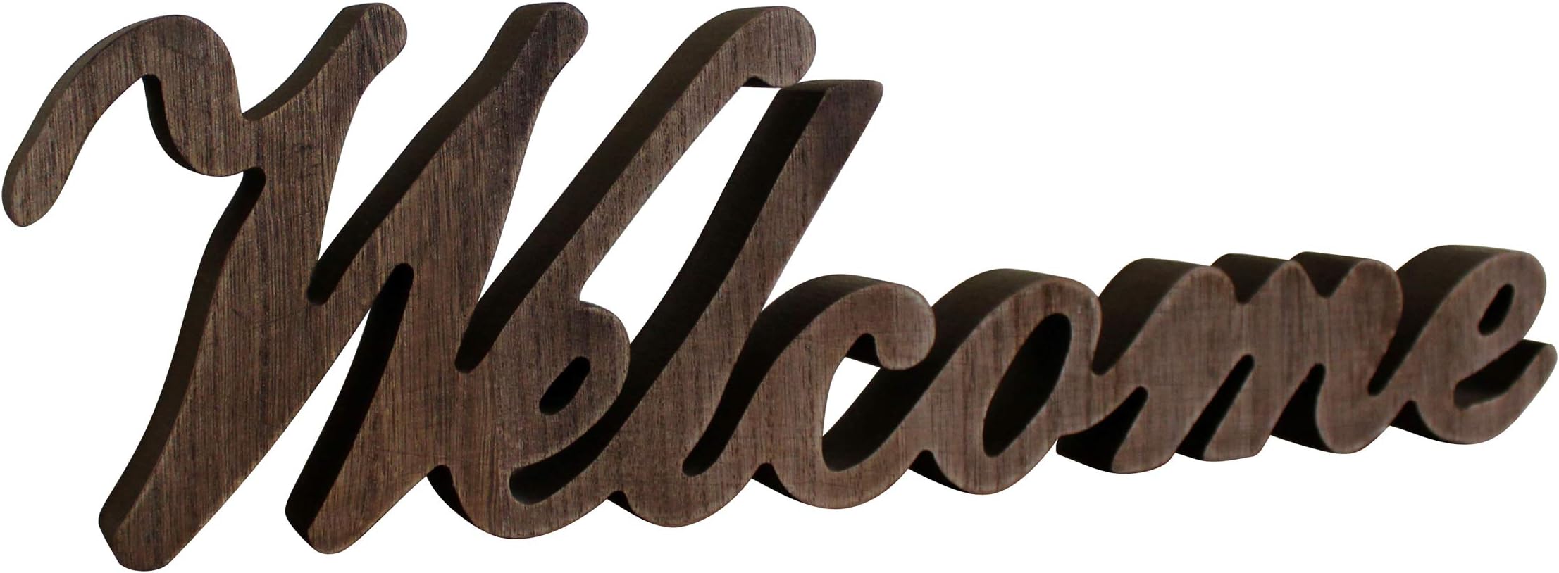 CVHOMEDECO.Rustic Vintage Distressed Wooden Words Sign Free Standing Welcome Tabletop/Shelf/Home Wall/Office Decoration Art, 14-1/2 x 4-1/4 x 1 Inch