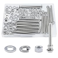 Vista 24 de Tornillo de cabeza hexagonal 1/4-20 x1 (20 unidades), tuercas de bloqueo, kits de arandelas planas y de bloqueo, acero inoxidable 304 18-8