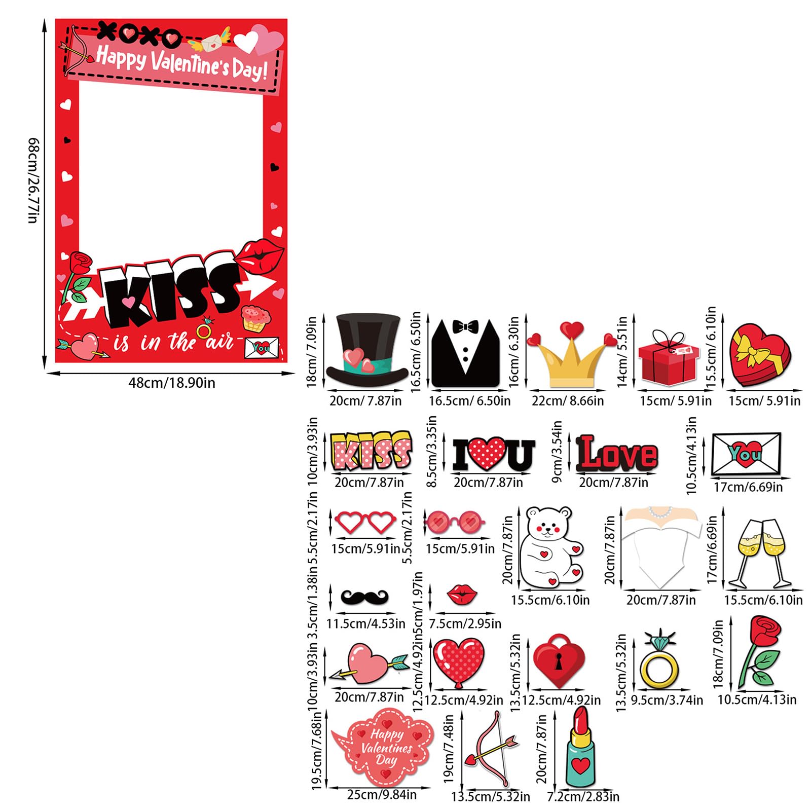 San Valentino Photo Booth Puntelli Kit Fotografia Puntelli Divertente Fai da te Foto Selfie Accessori Per La Festa di Nozze Forniture