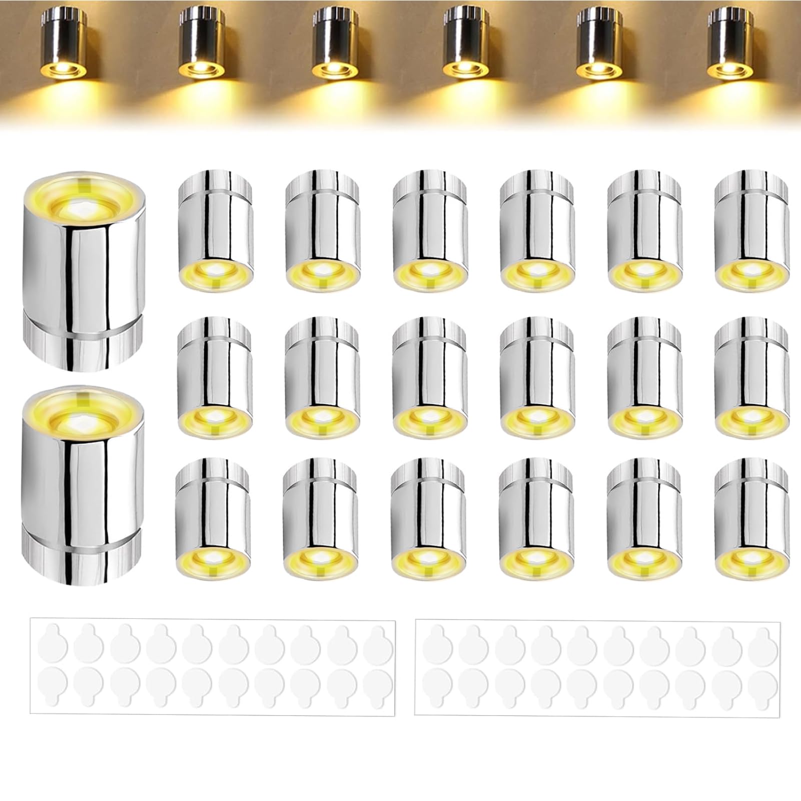 Mini Lumières LED Adhésives – Lot De 20, Blanc Chaud – Alimentation Piles AG3, Pour Maison De Poupée, Déco DIY, Fêtes - 8