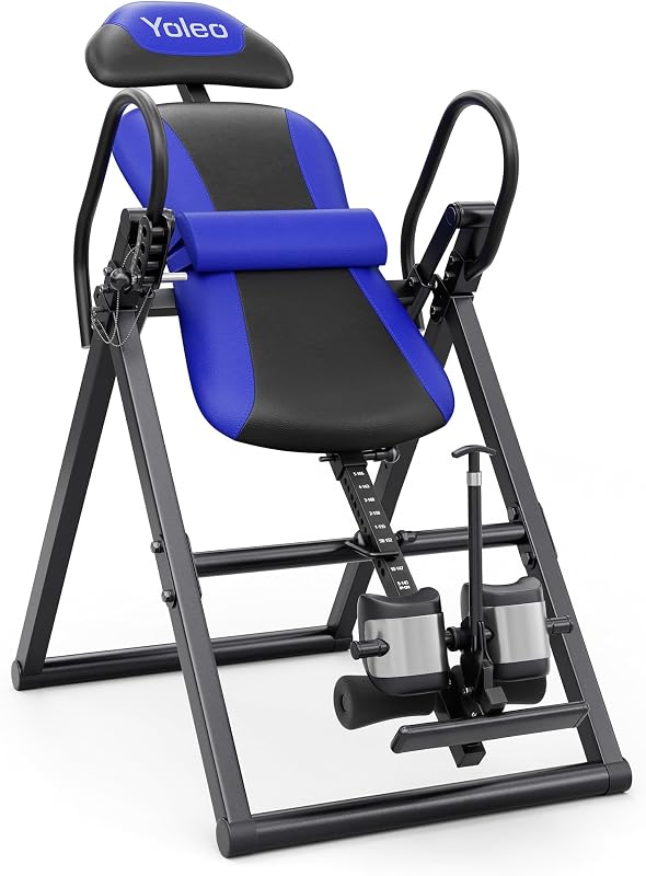 Mesa de inversión YOLEO para dolor de espalda con almohadilla lumbar extraíble ITX320 | con tobilleras reversibles, plegables y de fácil montaje
